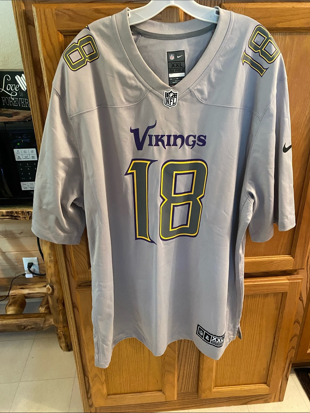 Nike Gray Vikings Justin Jefferson #18 Football Jersey with Purple and Gold